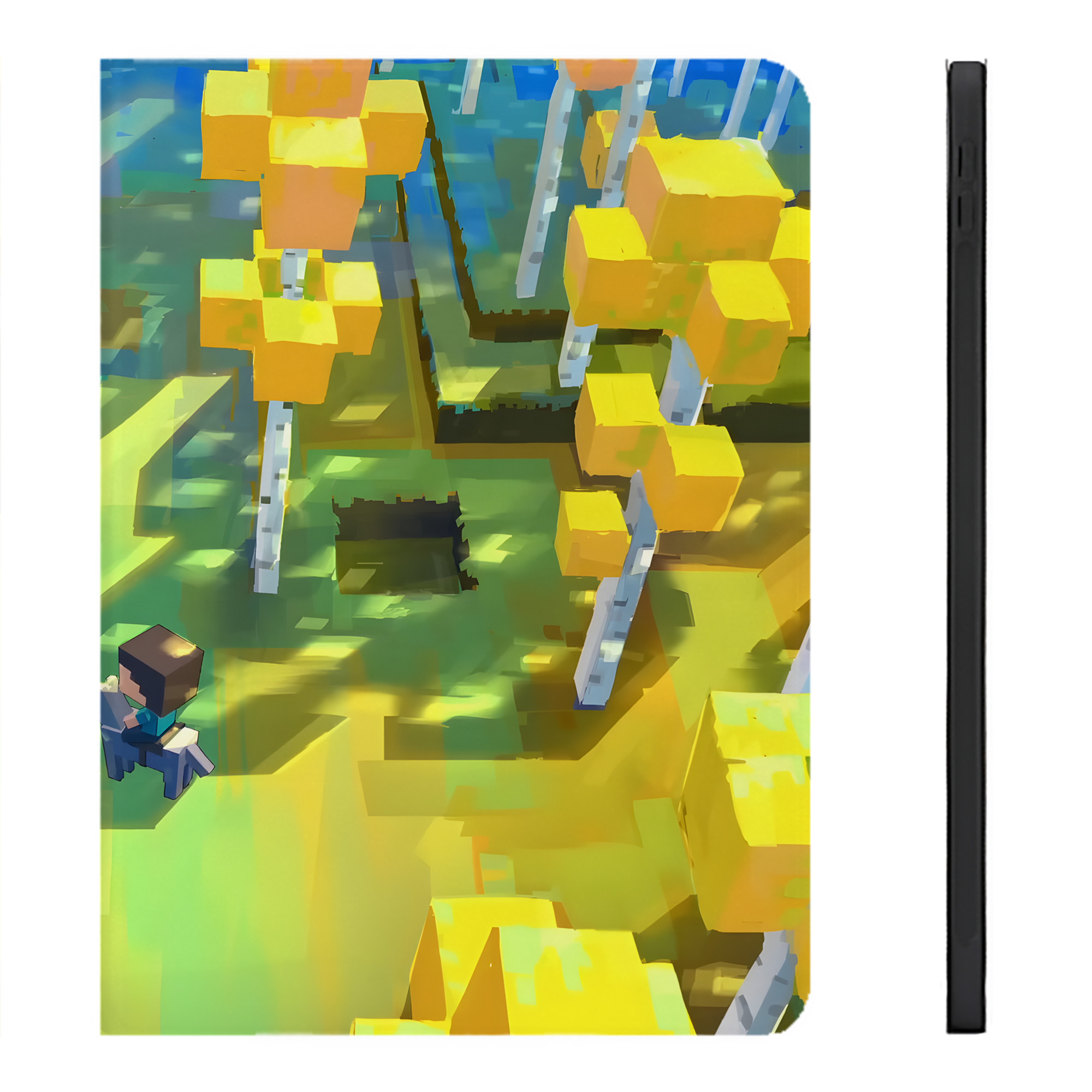（画像用） マインクラフト ブロックの世界 Minecraft MC Block world IPadケース ペンホルダー付き ブックスタイルデザイン